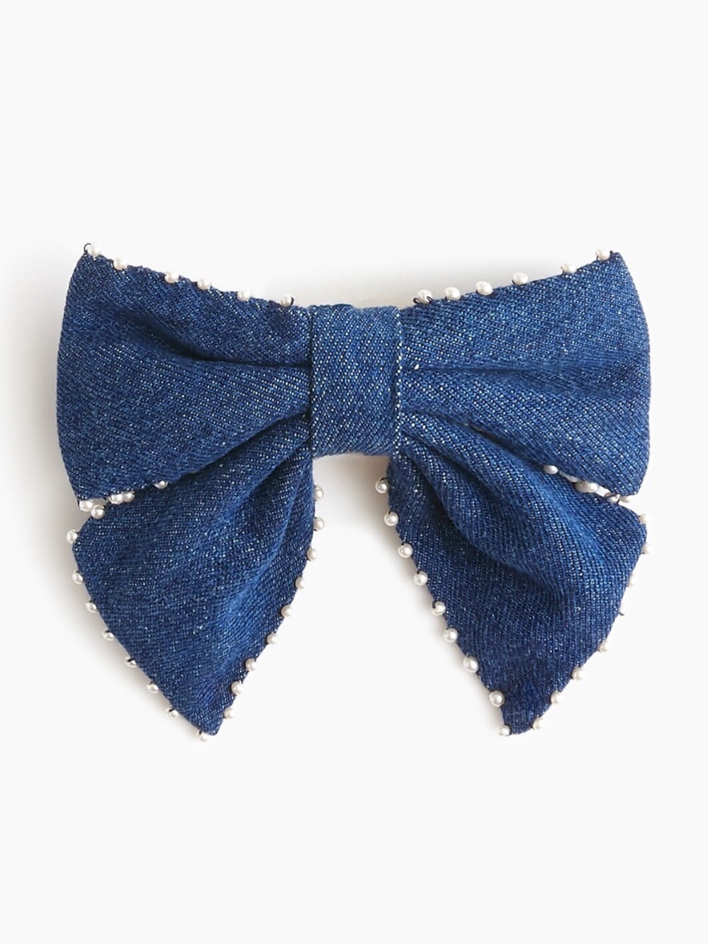 J crew chambray Embellished denim bow barrette